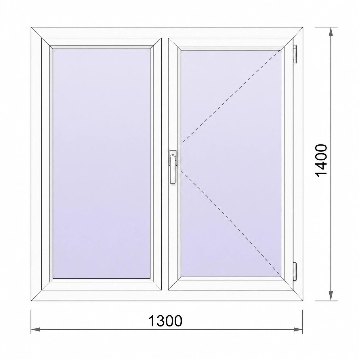 Готовые окна 3 Двустворчатое 1300×1400